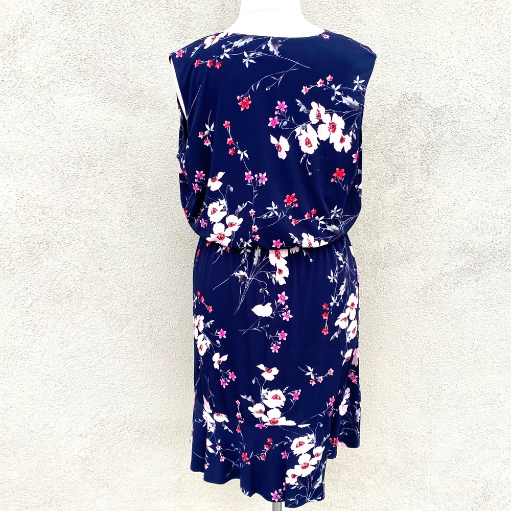 ELIZA J floral print dress navy blue faux wrap front trumpet skirt plus size 16W - Picture 6 of 16